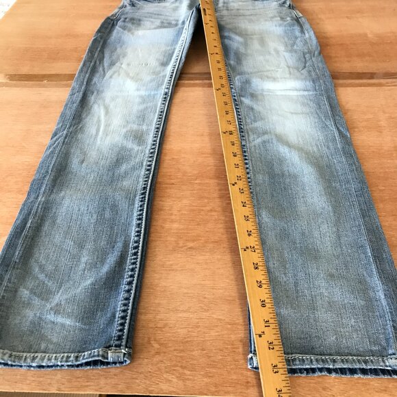 BKE Jake Straight Leg Jeans Men 32x33 Blue Low Rise Stretch Thick Stitch 18028 - Picture 8 of 14